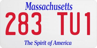 MA license plate 283TU1