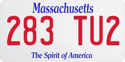 MA license plate 283TU2