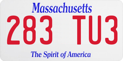 MA license plate 283TU3