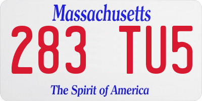 MA license plate 283TU5
