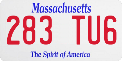 MA license plate 283TU6