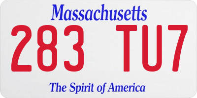 MA license plate 283TU7