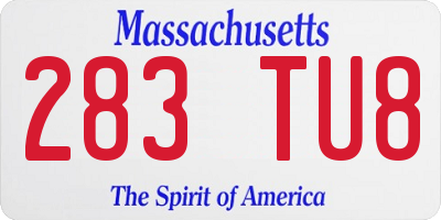 MA license plate 283TU8
