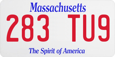 MA license plate 283TU9