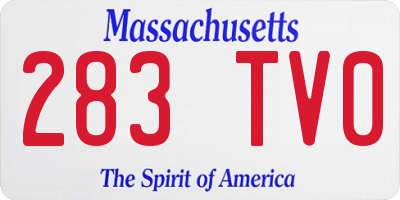 MA license plate 283TV0