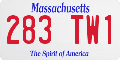 MA license plate 283TW1