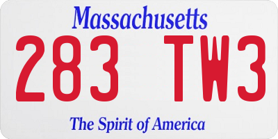 MA license plate 283TW3