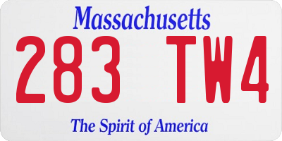 MA license plate 283TW4