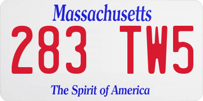 MA license plate 283TW5