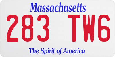 MA license plate 283TW6