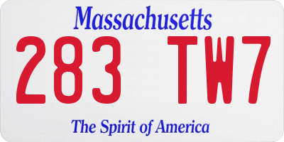 MA license plate 283TW7