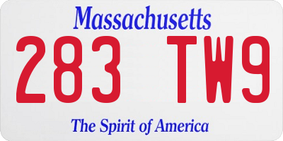 MA license plate 283TW9
