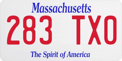 MA license plate 283TX0