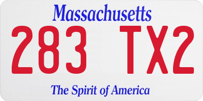 MA license plate 283TX2