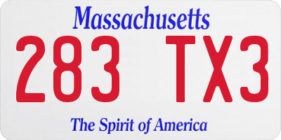 MA license plate 283TX3