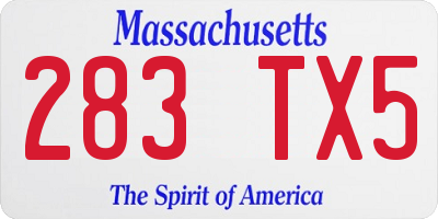 MA license plate 283TX5
