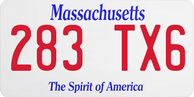 MA license plate 283TX6