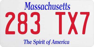 MA license plate 283TX7