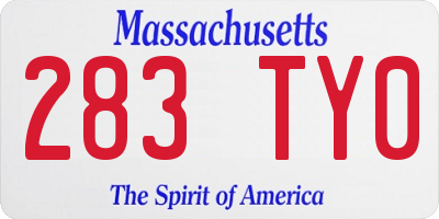 MA license plate 283TY0