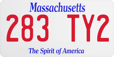 MA license plate 283TY2