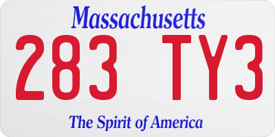 MA license plate 283TY3