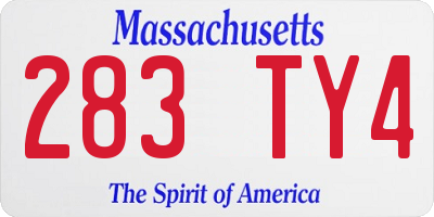 MA license plate 283TY4