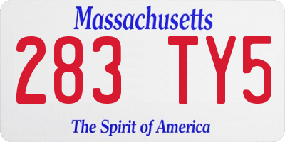 MA license plate 283TY5