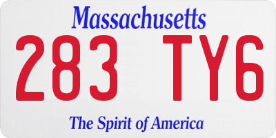 MA license plate 283TY6