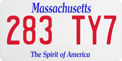 MA license plate 283TY7