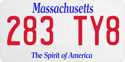 MA license plate 283TY8