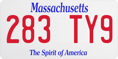 MA license plate 283TY9
