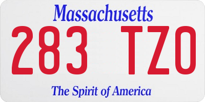 MA license plate 283TZ0