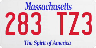 MA license plate 283TZ3