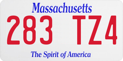 MA license plate 283TZ4