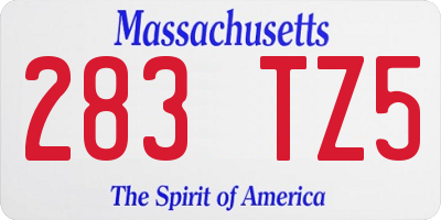 MA license plate 283TZ5