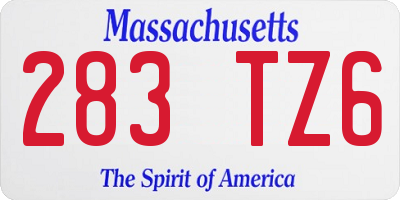 MA license plate 283TZ6