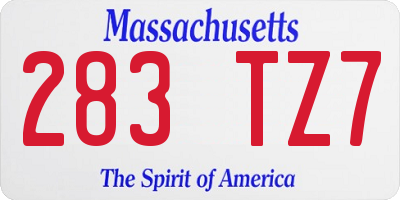 MA license plate 283TZ7