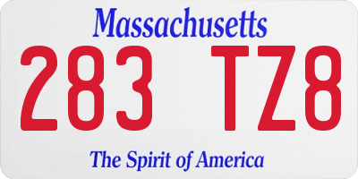 MA license plate 283TZ8