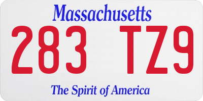 MA license plate 283TZ9