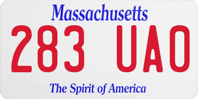 MA license plate 283UA0