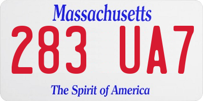 MA license plate 283UA7