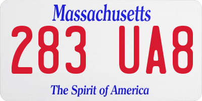 MA license plate 283UA8