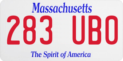 MA license plate 283UB0