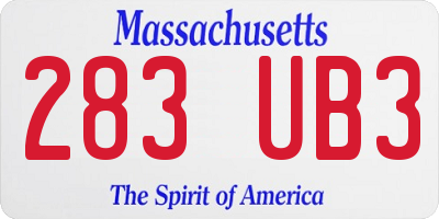MA license plate 283UB3