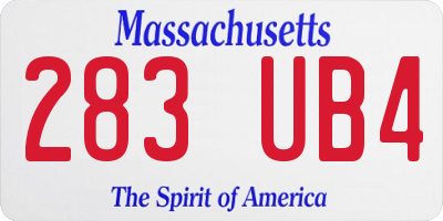 MA license plate 283UB4