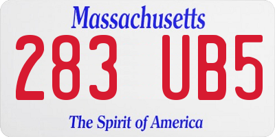 MA license plate 283UB5