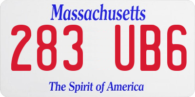 MA license plate 283UB6