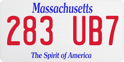 MA license plate 283UB7