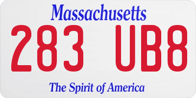 MA license plate 283UB8