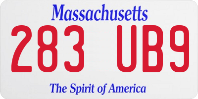 MA license plate 283UB9